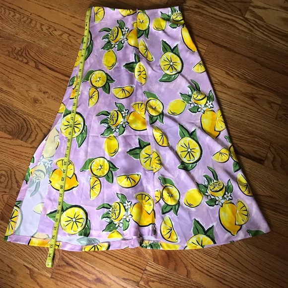 Zara Lemon Print Pink Midi Skirt - Picture 10 of 10